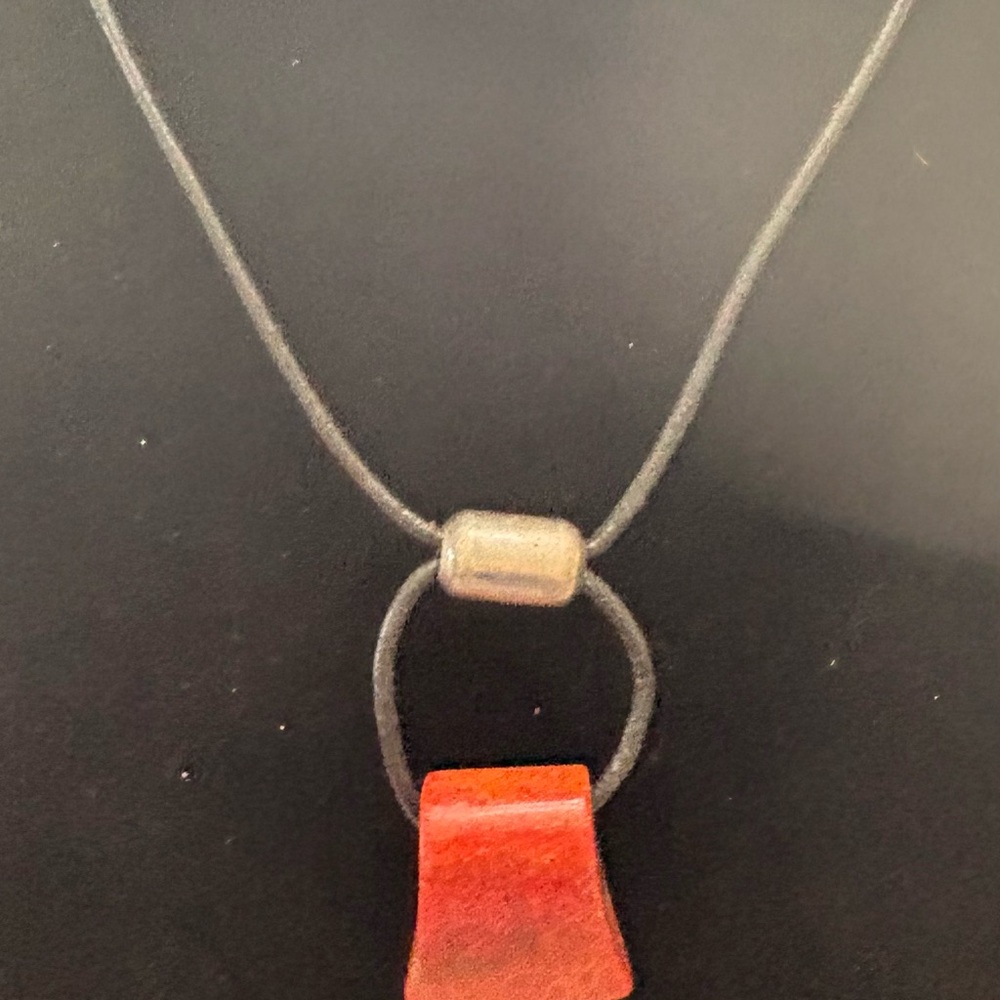 Silpada Leather Cord Necklace with coral Pendant